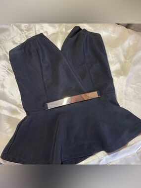 Charlotte Russe Black Strapless Peplum Top with Gold Bar